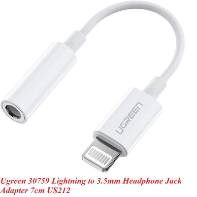 Ugreen UG30759US212TK 7cm có chipset MFI lightning sang 3.5mm màu trắng - HÀNG CHÍNH HÃNG