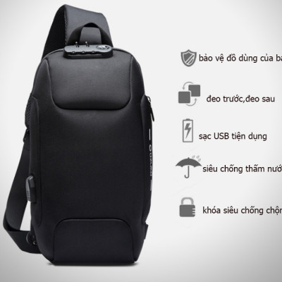Túi đeo chéo nam tích hợp khóa chống trộm và chống thấm nước cao cấp phong cách mới 
