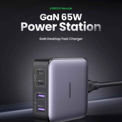 Ugreen UG90735CD327TK 65W Bộ sạc nhanh Nexode gồm 2 cổng USB-C + 2 cổng USB-A dây nguồn dài 1.5M chuẩn cắm US - HÀNG CHÍNH HÃNG