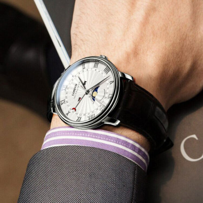 Đồng Hồ Nam Lobinni No.3604-4 Chính Hãng Thụy Sỹ, Fullbox, BH 24T, Kính Sapphire Chống Xước, Chống Nước 30m, Dây Da Cao Cấp