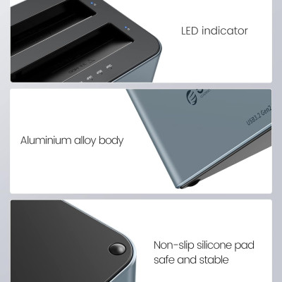 Khay đế ổ cứng ( Docking ) Orico 6626C3 - 2 khe cắm TypeC USB - Hàng Chính Hãng