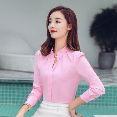 Áo sơ mi nữ cổ tàu vải mịn đẹp, Sơ mi công sở form rộng Haint Boutique SM08