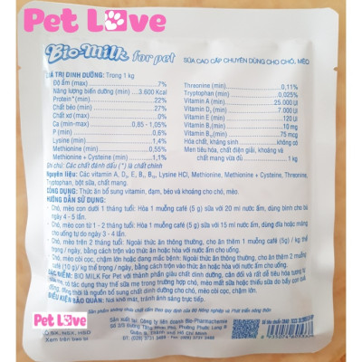 Bộ 2 gói sữa dinh dưỡng cho chó mèo Bio milk for pet