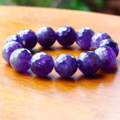 Vòng thạch anh tím hạt đa giác size 16mm mệnh hỏa. thổ - Ngọc Quý Gemstones