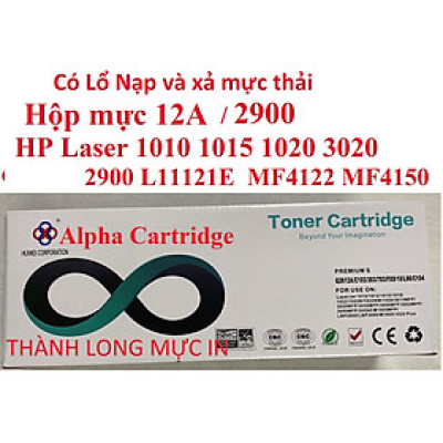 Hộp mực Dành Cho máy in Canon LBP 2900, 3000 - 12A / HP LaserJet - 1010/ 1012/ 1015/ 1020/ 1018/ 1022/ 1022n/ 1022nw- Hàng chính hãng Alpha Cartridge 