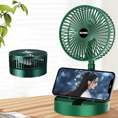 Quạt Tích Điện Để Bàn Mini Gấp Gọn - Xoay 360 Độ, 3 Tốc Độ, Pin Dung Lượng Lớn
