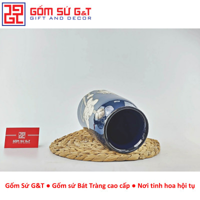 Lọ hoa men hỏa biến dáng đầm vẽ sen Gốm Sứ G&T