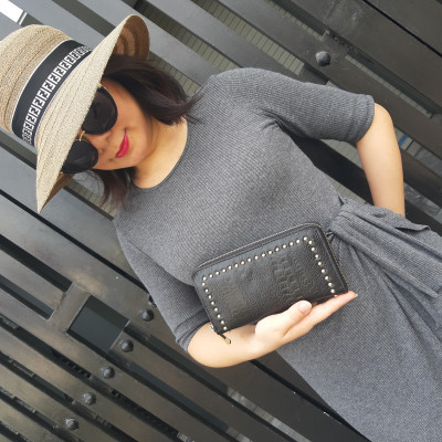 Ví nữ khóa kéo da bò vân cá sấu siêu đẳng cấp