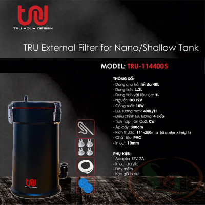 Lọc thùng mini TRU PVC Nano External Filter bể cá tép thủy sinh shallow