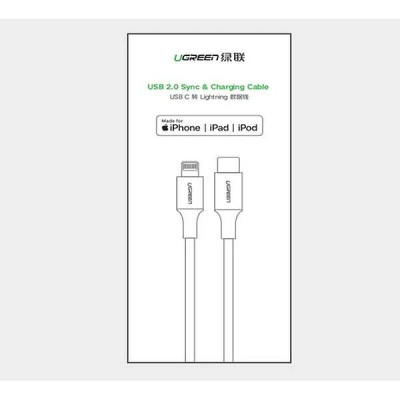 Ugreen UG60746US171TK 25cm cáp usb type c ra apple lightning 0.25m màu trắng - HÀNG CHÍNH HÃNG