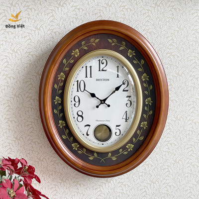 Đồng hồ treo tường RHYTHM SIP (Sound In Place) Wall Clocks CMJ580NR06 (Kích thước 48.8 x 60.0 x 8.0cm), Vỏ màu Nâu