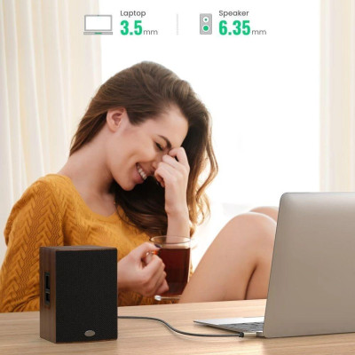 Ugreen UG10630AV127TK 5M màu xám đen cáp 3.5mm TRS ra 6.35mm TS Stereo Pro Audio mạ vàng 24K - HÀNG CHÍNH HÃNG