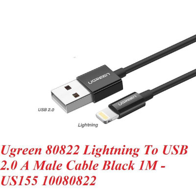 Ugreen UG80822US155TK 1M màu đen cáp Lightning ra USB có chíp MFI chính hãng - HÀNG CHÍNH HÃNG