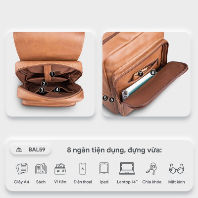 Balo Lata ( Thời trang nam công sở cỡ lớn - Balo da BAL59 )