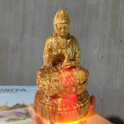 Tượng phật bà quan âm bồ tát bằng gỗ huyết long kt cao 15×9×9cm 