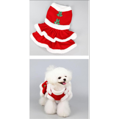 Quần Áo Giáng Sinh Chó Mèo - Váy Noel cho Thú Cưng, Có Mũ, Vải Cotton dày, giữ ấm
