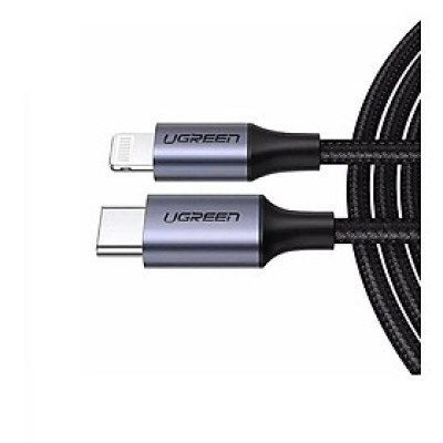 Ugreen UG60761US304TK 2m cáp usb type c ra lightning bọc nhôm chống nhiễu màu đen - HÀNG CHÍNH HÃNG