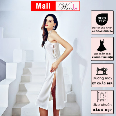 Đầm ngủ phi lụa wannabe dns13 đầm dài xẻ tà quý phái sang trọng