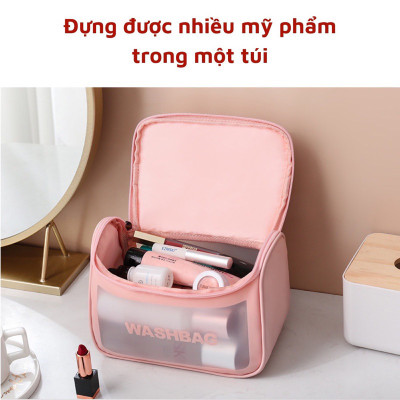 Túi  xách đa năng đựng mỹ phẩm ,dạng hộp ,nắp khóa ,có quai xách , móc treo tiện dụng , chống thấm nước , đường may tỉ mỉ ,hợp đi du lịch ,dạo phố , đi biển , thiết kế sang trọng hiện đại