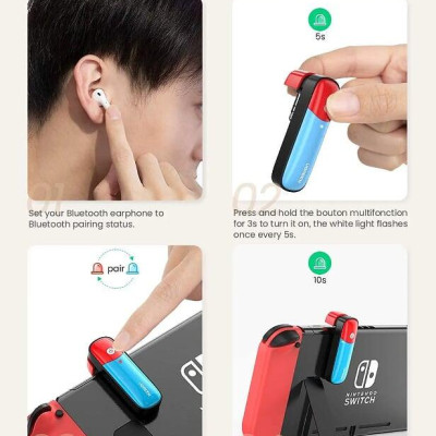 Ugreen UG80188CM324TK Bluetooth 5.0 bộ phát bt jack 3.5mm Audio hỗ trợ chuẩn APTX Low Latency cho Nintendo Switch - Lite. PS4. PC - HÀNG CHÍNH HÃNG