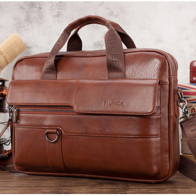 Túi xách nam da bò thật cao cấp phong cách mới 15,6"