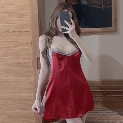 Váy ngủ nữ hai dây ren xẻ sau Q27 - Đầm ngủ hai dây sexy - Đồ ngủ hai dây gợi cảm