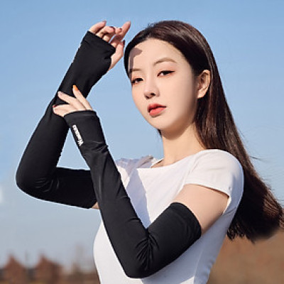 Găng Tay Chống Nắng Unisex Xỏ Ngón Chống Tia UV Thun Lạnh Cao Cấp (Nhiều Màu)