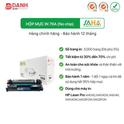 Hộp mực in 76A SAHA Dùng cho máy in HP - Hàng Chính Hãng (Đóng Hộp)