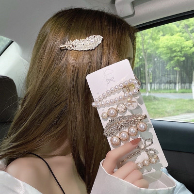 Vĩ kẹp tóc 5-6 món cao cấp , thiết kế độc lạ , kim loại đính hạt , tạo hình tinh xảo , phụ kiện  kẹp tóc cho bạn gái làm đẹp mỗi ngày