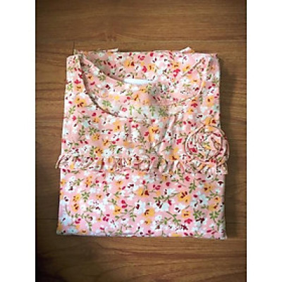 Đồ bộ nữ,đồ ngủ mặc nhà vải lụa BD 91 hoạ tiết hoa nhí dễ thương size 47-60kg.