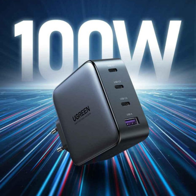 Ugreen UG15336CD226TK 100W Bộ sạc nhanh Nexode GaN 3 cổng USB Type-C + USB-A Màu Trắng chuẩn cắm US - HÀNG CHÍNH HÃNG