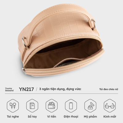 Túi Yuumy ( Thời trang nữ dáng tròn cá tính - Túi đeo chéo da Seasand YN217 )