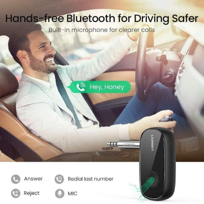 Ugreen UG70304CM279TK v5.0 3.5mm bộ nhận Bluetooth dùng cho xe hơi hay cổng âm thanh Aux - HÀNG CHÍNH HÃNG