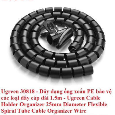 Ugreen UG30818LP121TK 1.5M màu Đen Dây ống xoắn PE bảo vệ cáp cao cấp - HÀNG CHÍNH HÃNG
