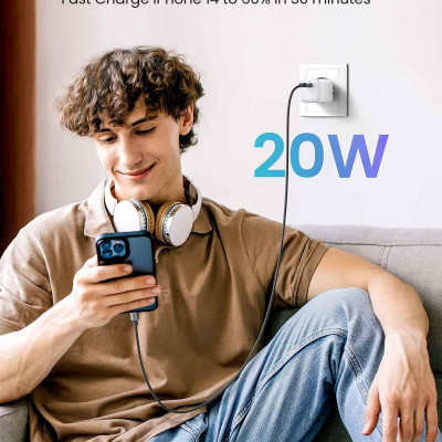 Ugreen UG15324CD318TK 20W 1c GaN Nexode chuẩn cắm EU chân tròn Màu Trắng Củ sạc nhanh USB-C - HÀNG CHÍNH HÃNG