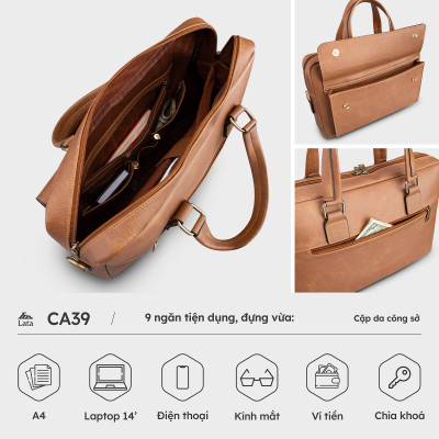 Cặp Công Sở Lata ( Thời trang nam basic - Cặp da CA39 )