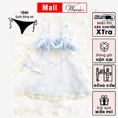 Đầm ngủ sexy Wannabe DNC09 nhún bèo ngực, cut-out lưng gợi cảm quyến rũ