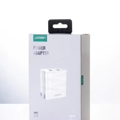 Ugreen UG50955CD146TK Màu Trắng Củ sạc nhanh 2 cổng USB 3.1A + 2.4A US - HÀNG CHÍNH HÃNG