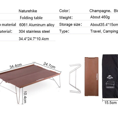 Bàn nhôm dã ngoại siêu gọn Naturehike NH17Z001-L