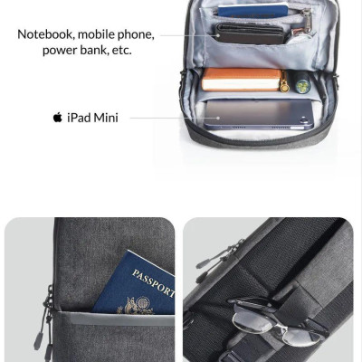 Ugreen UG15581LP673TK đeo chéo vai Balo chống thấm nước chất liệu Oxford Fabric & Velvet xám đen - HÀNG CHÍNH HÃNG