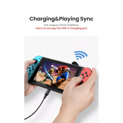 Ugreen UG80189CM324TK Bluetooth 5.0 10M 8 Hours Màu Đen Bộ phát BT Jack 3.5mm Audio hỗ trợ chuẩn APTX Low Latency cho Nintendo Switch - Lite - HÀNG CHÍNH HÃNG