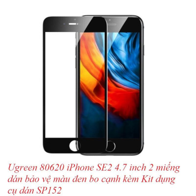 Ugreen UG80620SP152TK iPhone SE2 2 miếng dán bảo vệ màu đen bo cạnh kèm Kit dụng cụ dán - HÀNG CHÍNH HÃNG