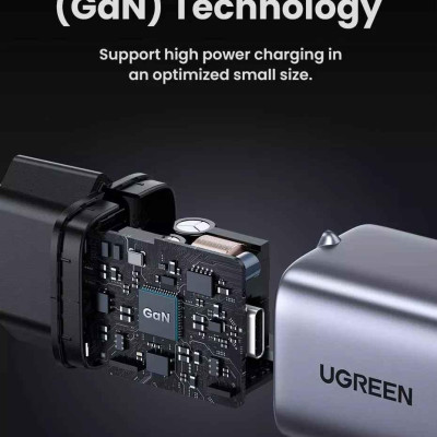 Ugreen UG15329CD319TK 30W Bộ sạc nhanh Nexode GaN USB Type-C PD3.0 qc4.0 Màu Trắng chuẩn cắm US - HÀNG CHÍNH HÃNG