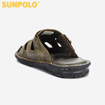 Dép nam bít mũi chất liệu da bò cao cấp SUNPOLO ABI019 (Đen, Nâu)