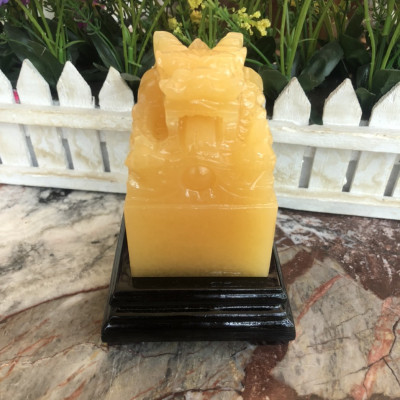 Ấn Rồng phong thủy đá ngọc hoàng long - Cao 10 cm và 12 cm