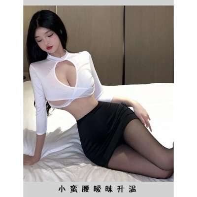 Cosplay Nàng Thư Ký Cutout Gợi Cảm - Váy Ngủ Hóa Trang Nữ Trợ Lý Giám Đốc Sexy Quyến Rũ Và Gợi Cảm, Đồ Ngủ Cosplay C049