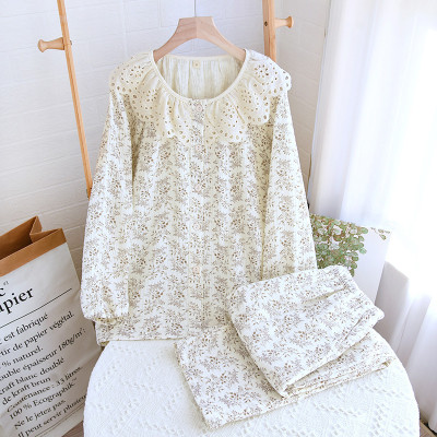 Bộ Đồ Pijama Mặc Nhà Chất Liệu Xô Muslin Hàng Cao Cấp
