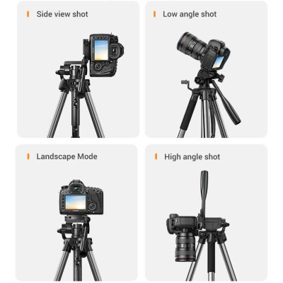 Ugreen UG15187LP661TK tripod 3 chân cao 55cm-170cm xoay 360 độ bằng nhôm Gậy tự chụp ảnh chuyên nghiệp chống trượt cho điện thoại hoặc máy ảnh đế màu đen max 5kg - HÀNG CHÍNH HÃNG