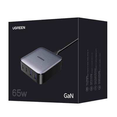 Ugreen UG90747CD327TK 65W Màu Trắng Bộ sạc nhanh gồm 2 cổng USB-C + USB-A chuẩn cắm EU - HÀNG CHÍNH HÃNG