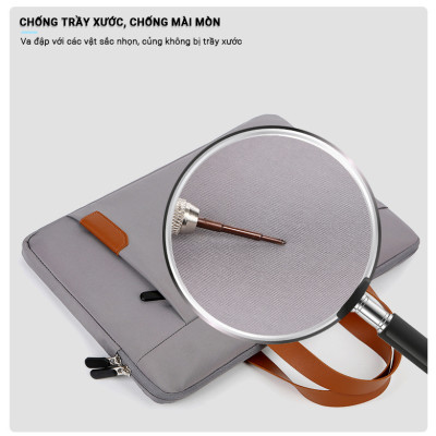 Cặp Đựng Laptop Cao Cấp Teement, Cặp Tài Liệu, Túi Chống Sốc Cầm Tay Thời Trang Laptop 13,13.3,14,15 15.6 Inch - Hàng Chính Hãng